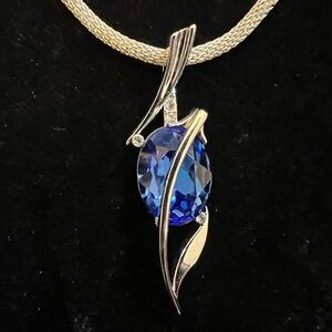 Blue and Silver Artistic Gemstone Necklace